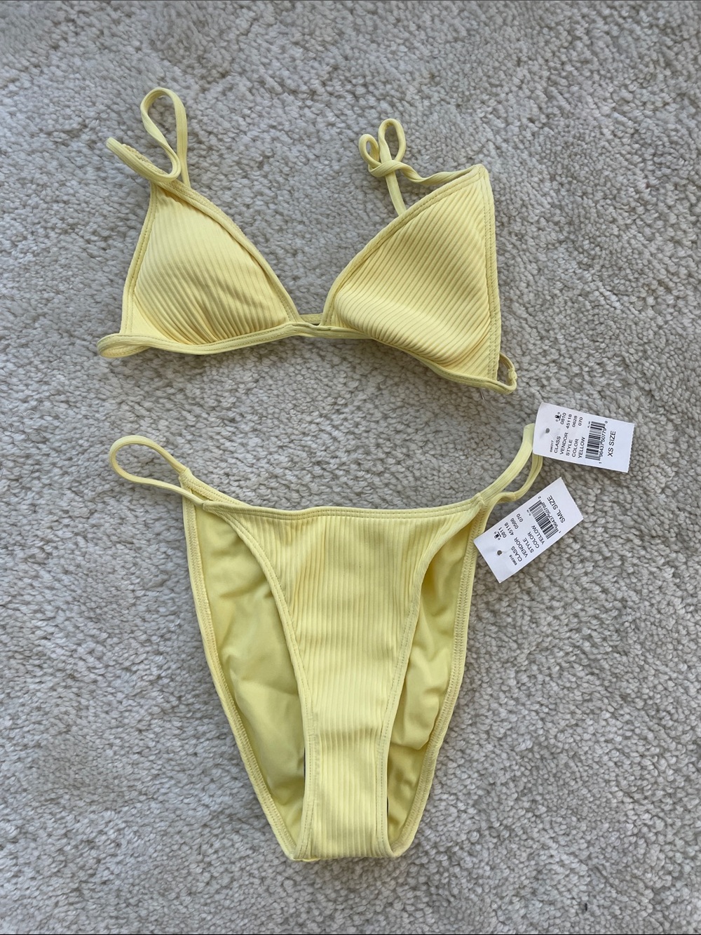 PacSun Yellow Ribbed Triangle Bikini Set